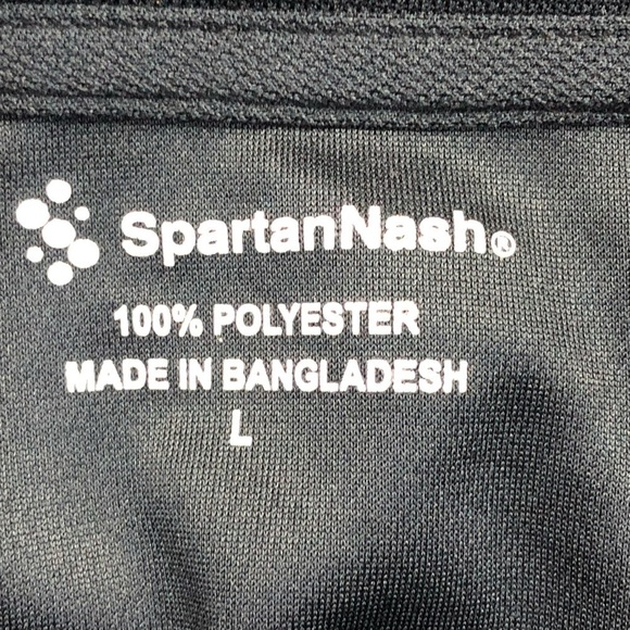 Black polyester short sleeve collared button placket spartan nash. large - Picture 4 of 6